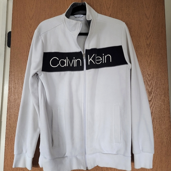Calvin Klein Other - Calvin Klein Logo Men's Zip Up Soft Touch Fleece White Jacket Size Medium